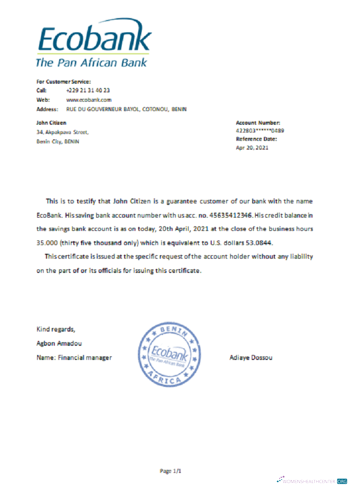 Download Benin Ecobank reference Photoshop template